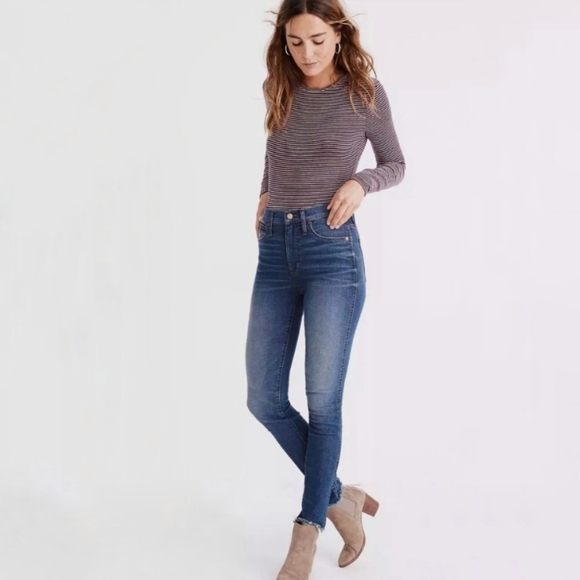 Madewell - 10" High Rise Skinny Blue Denim Jeans Brockton Wash - 28 - Like New! - Picture 3 of 11